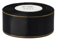 Pevná grogrénová stuha s pruhmi ZLATÉ PRÚŽKY 38mm/18mb 12 farieb na výber