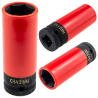 NÁRAZOVÁ ZÁSUVKA DLHÉHO KOLESA 21 MM PRE 1/2'' KĽÚČ