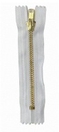 Nerozoberateľný kovový zips, biely, 10 cm