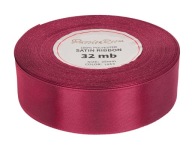 Ozdobná saténová stuha na ozdobu, 25mm 32mb, červeno-ružová