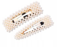 Zlatá perleťová súprava do vlasov - 2 kusy, veľká perleťová spona