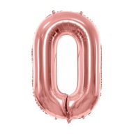 Fóliový balónik CYFRA 0 rose gold rose gold veľký 86 cm pre HEL k narodeninám