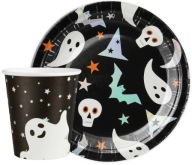 SADA hrnčekov a tanierov HALLOWEENSKÉ STRAŠIDLÁ 12 ks