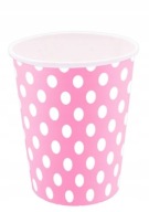 Hrnčeky papierový pohár 250 ml ružový s bodkami dievčatko bodkované narodeniny 1 rok