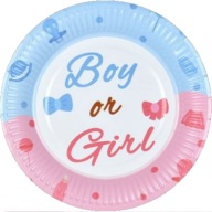 BOY alebo GIRL Baby Shower papierové taniere, 6 kusov, 18 cm