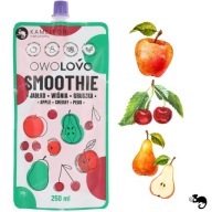 OWOLOVO SMOOTHIE ovocná pena bez cukru JABLKO VIŠŇA HRUŠKA 250 ml