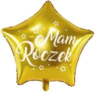 Fóliový balón so zlatou hviezdou MÁM ROK, 1. narodeniny 48cm
