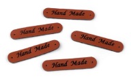 Visačka z ekokože, Ručne vyrobená visačka s logom, 10 x 50 mm, hnedá, 5 ks.