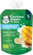 GERBER BIO dezert v tube Banán Mango s jogurtom a cereálnymi vločkami 80g