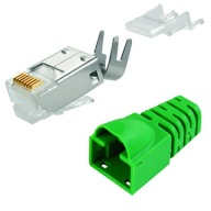 Telegartner RJ45 zástrčka 6a 7, zelený gumený kryt
