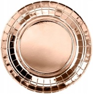 ROSE GOLD metalické hladké papierové taniere narodeninové VEĽKÉ 23cm 6ks
