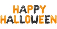 FÓLIOVÉ BALÓNKY HAPPY NÁVOD NA HALLOWEENSKÉ OZDOBY OZDOBY ČIERNE PÍSMENA POM