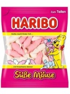Haribo Marshmallow Mice Gummies Ružová a biela Mause Malina a citrón 175 g