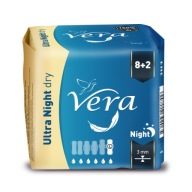 Hygienické vložky s krídelkami Ultra NIGHT Dry na noc Vera 10 kusov