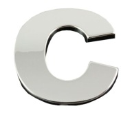 Nálepka Emblém Chrome 3D Číslo Písmeno Písmeno C