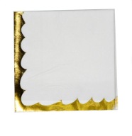 BIELE ZLATÉ papierové obrúsky narodeninové 10 ks párty 33X33 cm svadobné