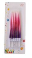 Narodeninové sviečky Smooth Ombre ružové a fialové Dlhé 10cm/ 6ks