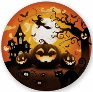 Halloweenske taniere Pumpkin Witch Cat 23cm 6ks