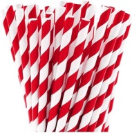 Papierové slamky RED STRIPES, rozbité trubičky na pitie párty drinkov, 12 ks