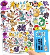 UMÝVAJÚCE DOČASNÉ TETOVANIE PRE DETI DETSKÉ POKEMONY ORIGINÁLNE DIZAJNY