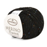 Priadza Stenli Merino Tweed 12424 / čierna s tmavomodrou