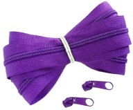 Špirálový zips 3 mm zips FIALOVÝ 1 meter + 2 zipsy