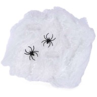 biely nylon SPIDER WEB halloween pavučina na Deň svätého Ondreja a 2 pavúky