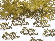 Konfety na Silvestra, zlatý nápis Happy New Year