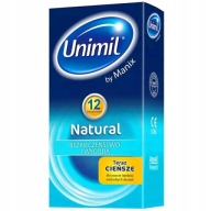 UNIMIL NATURAL+ klasické tenké vlhčené kondómy, 12 ks.
