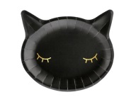 Halloweenske narodeninové taniere mačiatka, čierne, 6 ks
