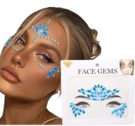 Kryštáľové 3D nálepky na tvár MAKE UP festival SAMOLEPIACA MODRÁ