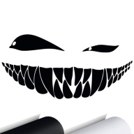 NÁLEPKA na auto Strašidelný úsmev SMILE Monster Ghost 15x7,5