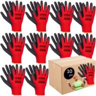 10x rukavice Silné pracovné rukavice REDLATEX R10