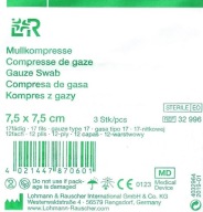 L&R - Gázový obklad 7,5x7,5cm 3ks 17n12w sterilný