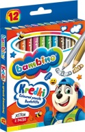 Bambino pastelky, hrubé ceruzky, 12 kusov, mix farieb, drevené pastelky v kufríku