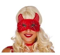 ČERVENÁ MASKA ČERVENÉ OČI VELÚR S HALLOWEENSKÝMI KRISTÁLMI