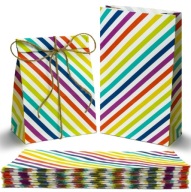 25 x PAPIEROVÉ VRECKÁ 16x8x27cm FAREBNÉ S PRÚŽKAMI NA SLADKOSTI