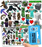 UMÝVAJÚCE DOČASNÉ TETOVANIE PRE DETSKÉ DETSKÉ MINECRAFT ORIGINÁLNE VZORKY