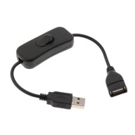 Predlžovací USB kábel s vypínačom, čierny