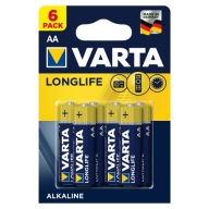 6 kusov alkalická batéria VARTA LR6 1,5V LONGLIFE
