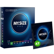 MY.SIZE Pro CONDOMS 47 mm zvlhčené, tesne priliehajúce, 3 ks.