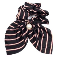 HAIR RUB, SCRUNCHIE pruhovaná šatka, ČIERNA