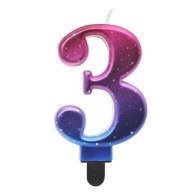 SVIEČKA Ombre ČÍSLO 3 na narodeninovú tortu COSMOS