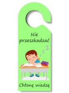 Zelený vešiak na kľučku dverí Nerušiť
