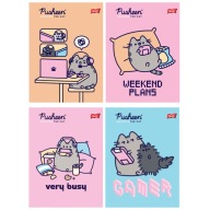 4 KS. X zápisník A5, 32 kariet, mriežka, pusheen kitty cat