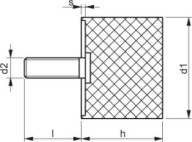 Vibroizolátor Typ D 45X50 M8X23 Mäkká guma