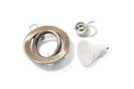 SET POHYBLIVÉ HALOGÉNOVÉ SVETLO MOSADZ + LED ŽIAROVKA 6W + GU10 4500K