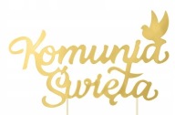 SVÄTÉ prijímanie tortový vrch, zlatá lesklá holubica