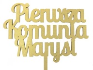 MAĽOVANÝ TOPPER Farba 30x17cm Vlastný nápis COMMUNION