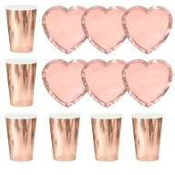 Sada šálok a tanierov Heart Rose Gold 12 ks